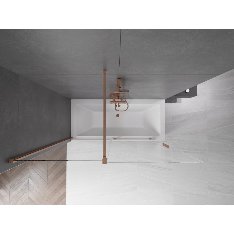 Mexen Velar zweiflügelige verschiebbare Badewannenabtrennung 160 x 150 cm, transparent, gebürstetes Kupfer - 896-160-000-01-65