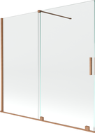 Mexen Velar Badewannenfaltwand 2-flügelig, verschiebbar 170 x 150 cm, transparent, gebürstetes Kupfer - 896-170-000-01-65