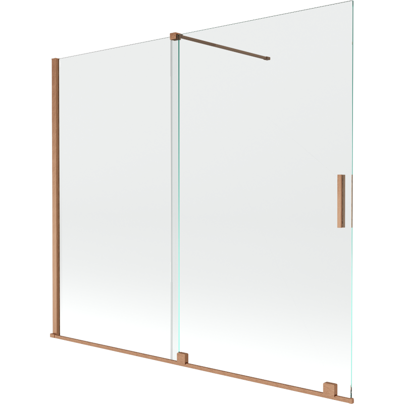 Mexen Velar Badewannenwand 2-flügelig verschiebbar 180 x 150 cm, transparent, gebürstetes Kupfer - 896-180-000-01-65