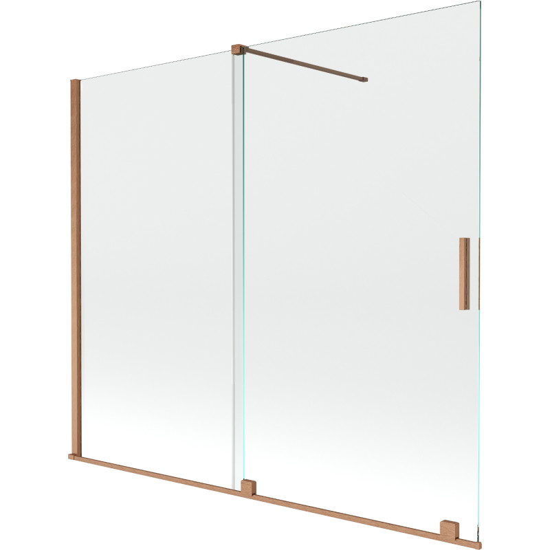 Mexen Velar zweiflügelige, verschiebbare Badewannenabtrennung 180 x 150 cm, transparent, gebürstetes Kupfer
