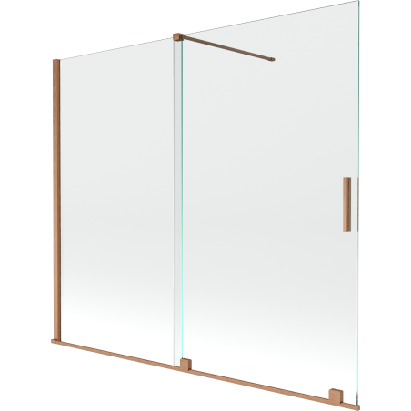 Mexen Velar zweiflügelige, verschiebbare Badewannenabtrennung 180 x 150 cm, transparent, gebürstetes Kupfer