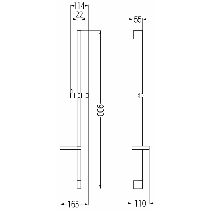 Mexen DS Duschstange mit Seifenschale 90 cm, Chrom - 79383-00