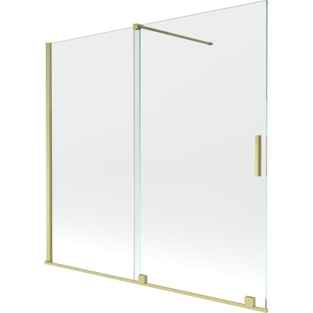 Mexen Velar zweiflügelige, verschiebbare Badewannenwand 170 x 150 cm, transparent, gebürstetes Gold - 896-170-000-01-55