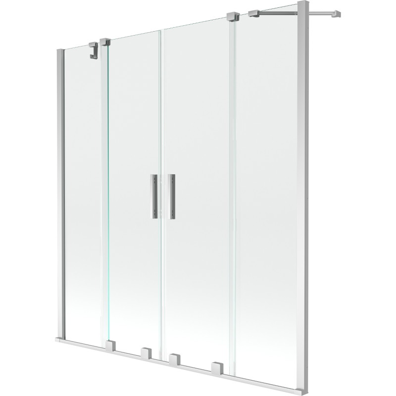 Mexen Velar Duo-Badewannenabtrennung, 2-flügelig, verschiebbar, 150 x 150 cm, transparent, Chrom - 896-150-000-02-01