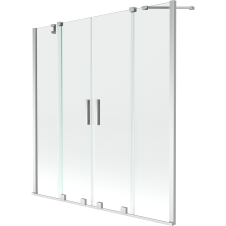 Mexen Velar Duo-Badewannenfaltwand, 2-flügelig, schiebbar 150 x 150 cm, transparent, Chrom - 896-150-000-02-01
