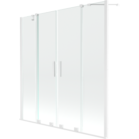 Mexen Velar Duo Badewannenwand 2-flügelig, verschiebbar 140 x 150 cm, transparent, weiß - 896-140-000-02-20