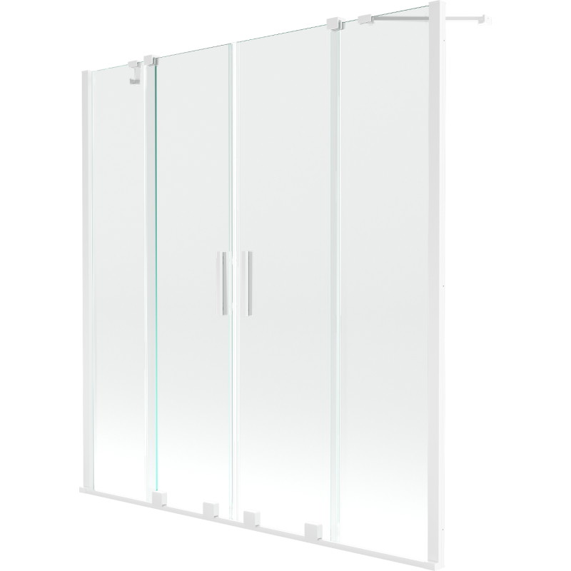 Mexen Velar Duo 2-flügelige, verschiebbare Badewannenabtrennung 150 x 150 cm, transparent, weiß - 896-150-000-02-20