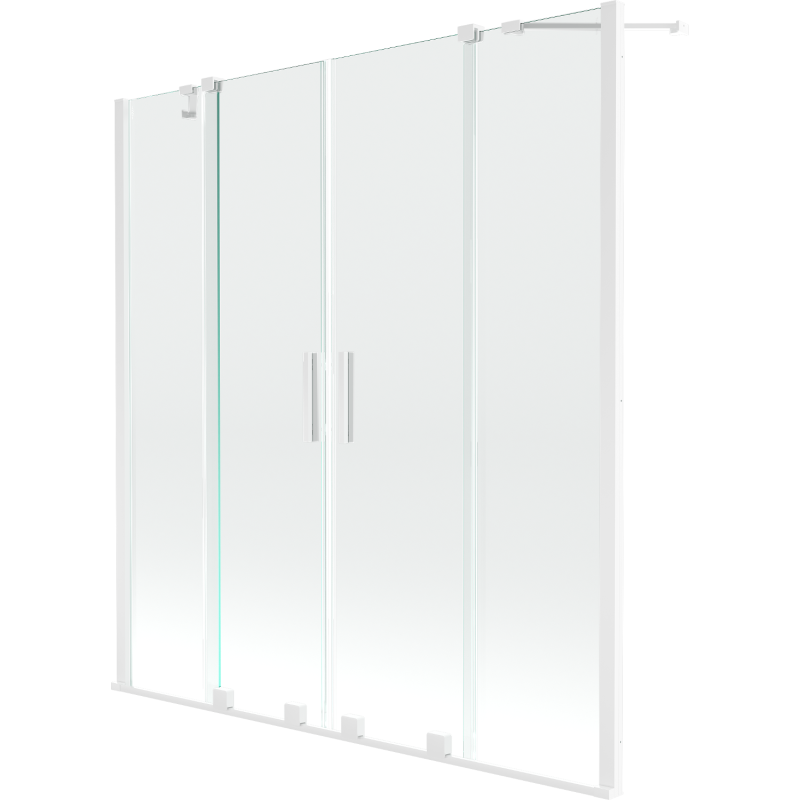 Mexen Velar Duo Badewannenfaltwand 2-flügelig, verschiebbar, 150 x 150 cm, transparent, weiß - 896-150-000-02-20