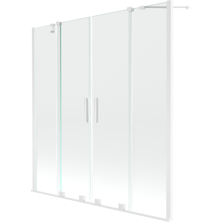 Mexen Velar Duo Badewannenfaltwand 2-flügelig, verschiebbar, 150 x 150 cm, transparent, weiß - 896-150-000-02-20