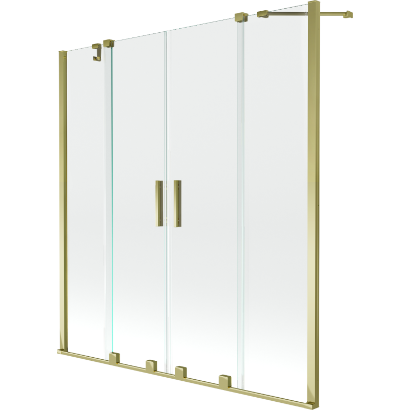 Mexen Velar Duo Badewannenabtrennung 2-flügelig, verschiebbar 150 x 150 cm, transparent, gold - 896-150-000-02-50