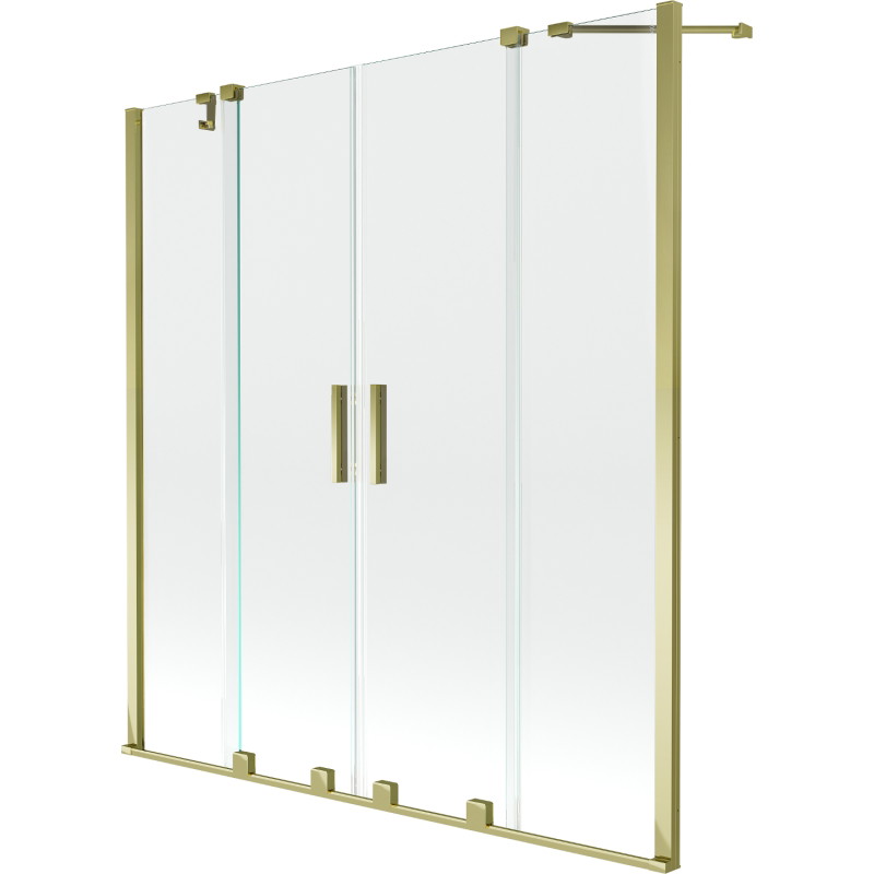 Mexen Velar Duo-Badewannenfaltwand, 2-teilig, verschiebbar, 150 x 150 cm, transparent, gold - 896-150-000-02-50