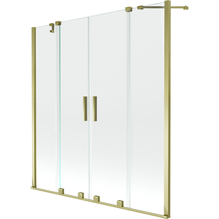 Mexen Velar Duo Badewannenfaltwand 2-flügelig verschiebbar 160 x 150 cm, transparent, golden - 896-160-000-02-50