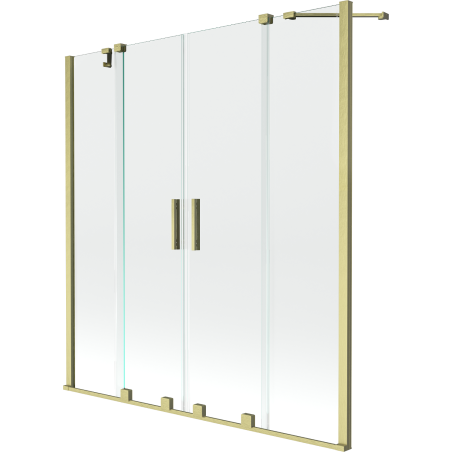Mexen Velar Duo Duschwand 2-flügelig, verschiebbar 140 x 150 cm, transparent, gebürstetes Gold - 896-140-000-02-55