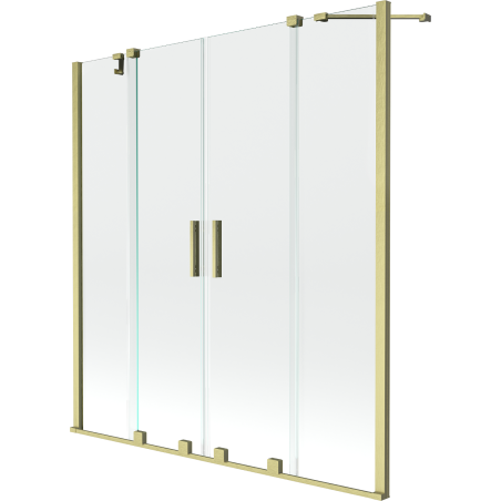 Mexen Velar Duo Badewannenfaltwand 2-flügelig verschiebbar 150 x 150 cm, transparent, gold gebürstet - 896-150-000-02-55