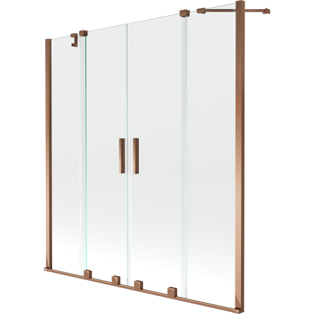 Mexen Velar Duo Badewannenabtrennung 2-flügelig verschiebbar 140 x 150 cm, transparent, Roségold - 896-140-000-02-60