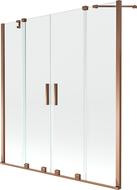 Mexen Velar Duo Badewannenabtrennung 2-flügelig verschiebbar 140 x 150 cm, transparent, Roségold - 896-140-000-02-60