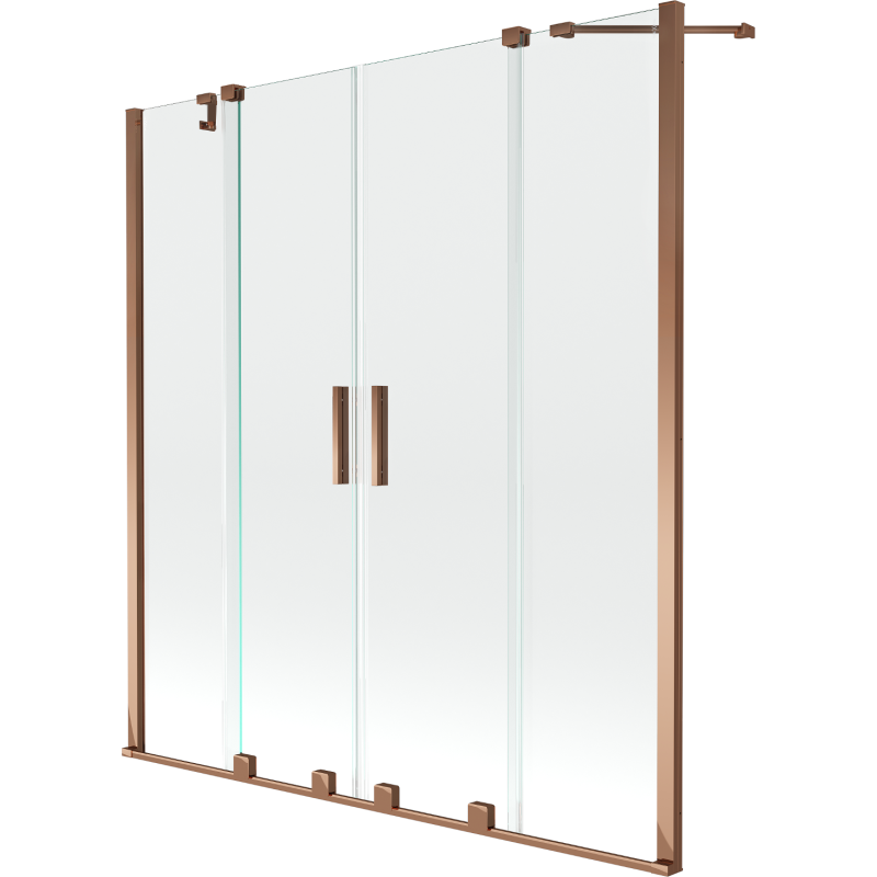 Mexen Velar Duo Badewannenparavent 2-flügelig, verschiebbar, 150 x 150 cm, transparent, Roségold - 896-150-000-02-60