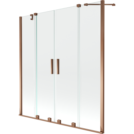 Mexen Velar Duo Badewannenfaltwand 2-flügelig verschiebbar 160 x 150 cm, transparent, Roségold - 896-160-000-02-60