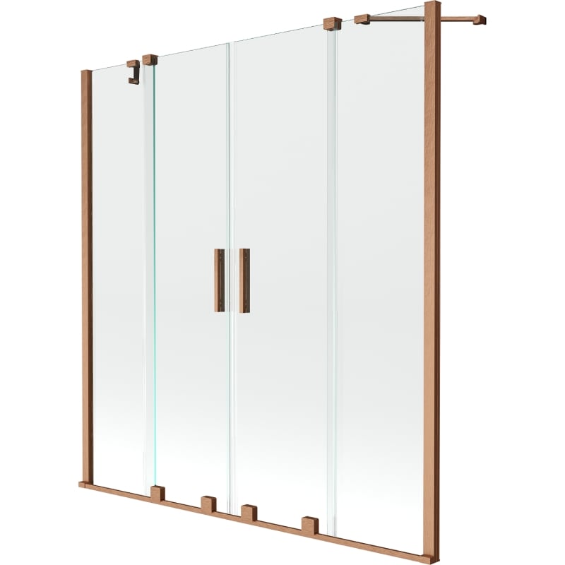 Mexen Velar Duo Duschwand 2-flügelig, verschiebbar 140 x 150 cm, transparent, gebürstetes Kupfer - 896-140-000-02-65