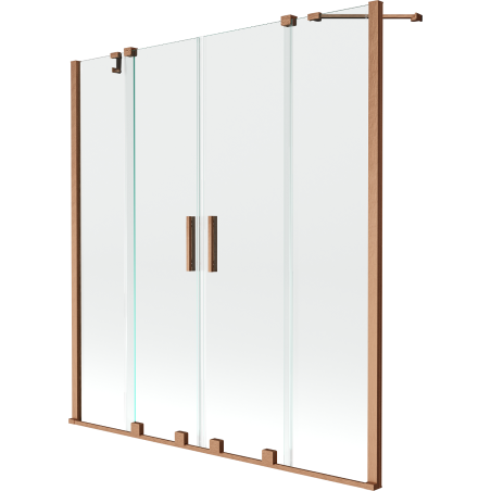 Mexen Velar Duo Badewannenabtrennung, 2-flügelig, 140 x 150 cm, transparent, gebürstetes Kupfer - 896-140-000-02-65