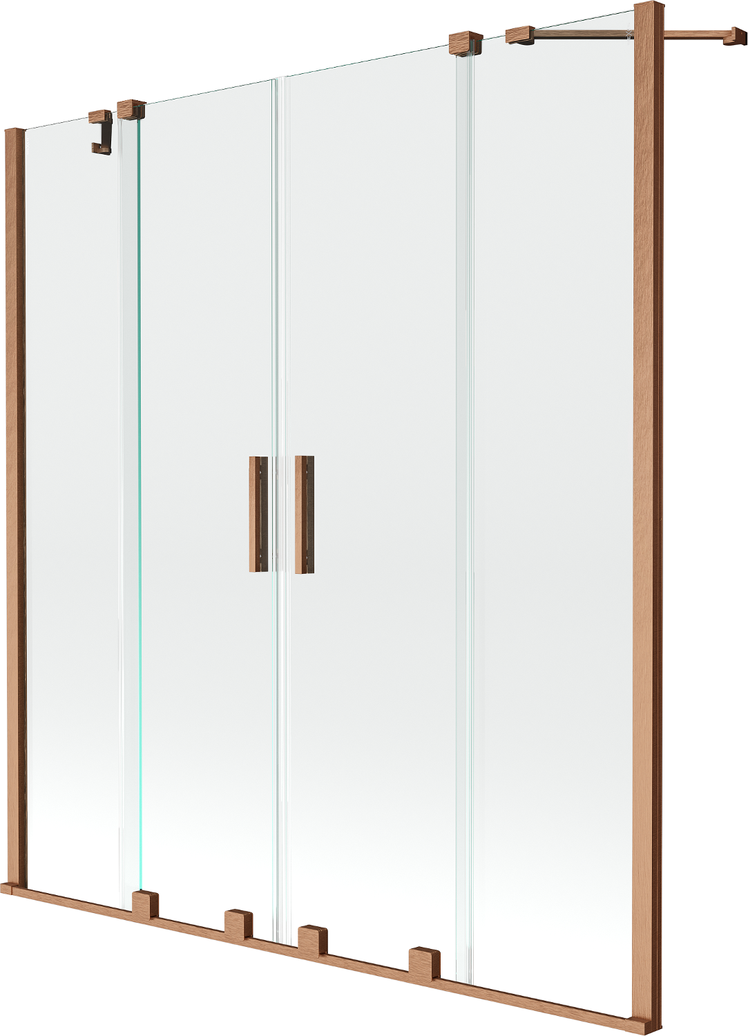 Mexen Velar Duo 2-Flügel-Badewannenwand Regulierbare 150 x 150 cm, transparent, Kupfer gebürstet - 896-150-000-02-65