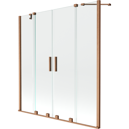 Mexen Velar Duo Wannenschutz 2-flügelig verschiebbar 160 x 150 cm, transparent, gebürstetes Kupfer - 896-160-000-02-65