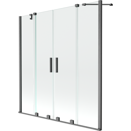 Mexen Velar Duo Badewannenfaltwand 2-flügelig verschiebbar 140 x 150 cm, transparent, gun grau gebürstet - 896-140-000-02-66