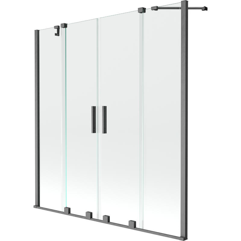 Mexen Velar Zweiteilige, verschiebbare Duschwand 150 x 150 cm, transparent, gebürstetes Kanonengrau - 896-150-000-02-66