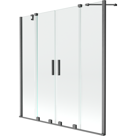 Mexen Velar Zweiteilige, verschiebbare Duschwand 150 x 150 cm, transparent, gebürstetes Kanonengrau - 896-150-000-02-66