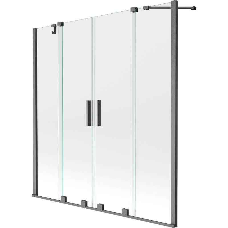 Mexen Velar Zweiteilig verschiebbare Duschwand Duo 160 x 150 cm, transparent, gebürstet in gun gray - 896-160-000-02-66