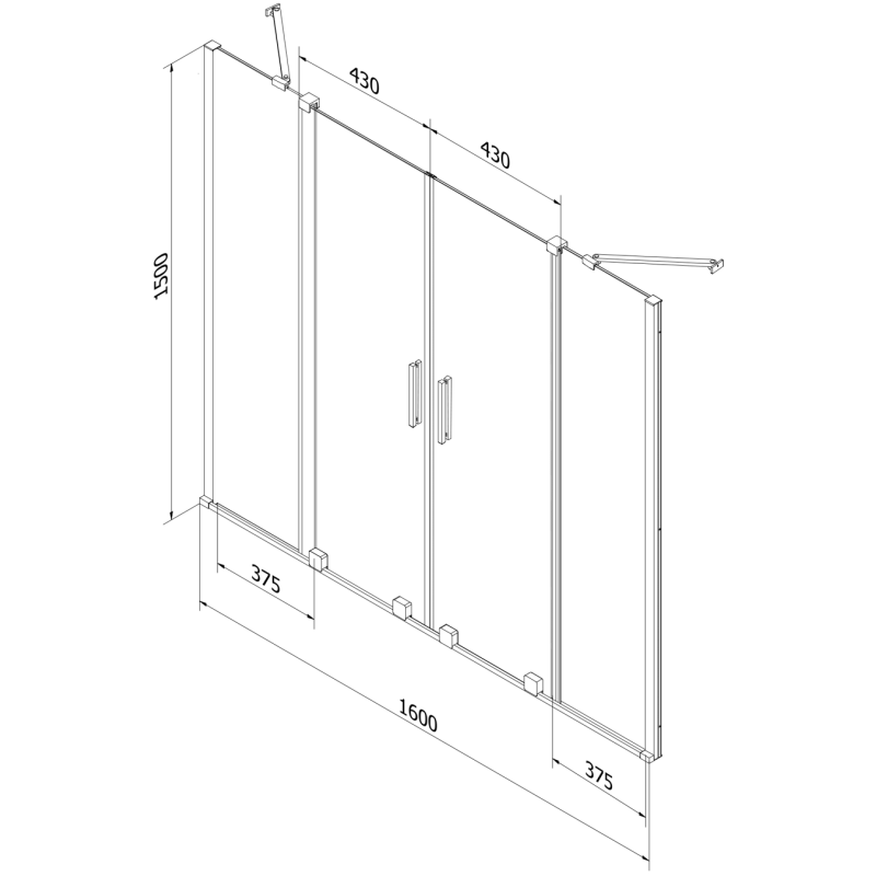 Mexen Velar Zweiteilig verschiebbare Duschwand Duo 160 x 150 cm, transparent, gebürstet in gun gray - 896-160-000-02-66