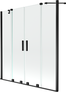 Mexen Velar Duo 2-flügelige, verschiebbare Badewannenfaltwand 140 x 150 cm, transparent, schwarz - 896-140-000-02-70