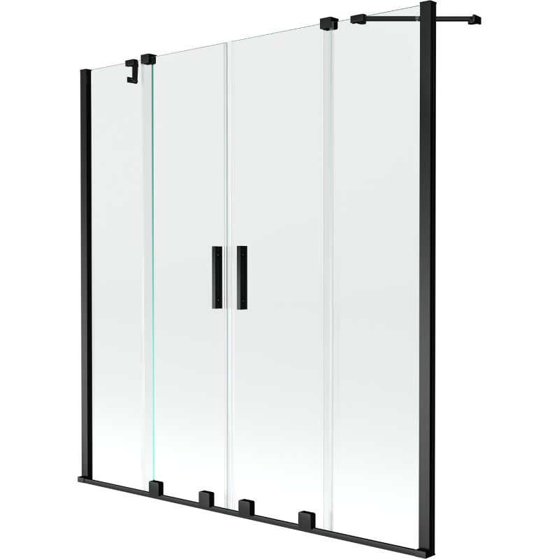 Mexen Velar Duo Badewannenfaltwand 2-flügelig verschiebbar 150 x 150 cm, transparent, schwarz - 896-150-000-02-70