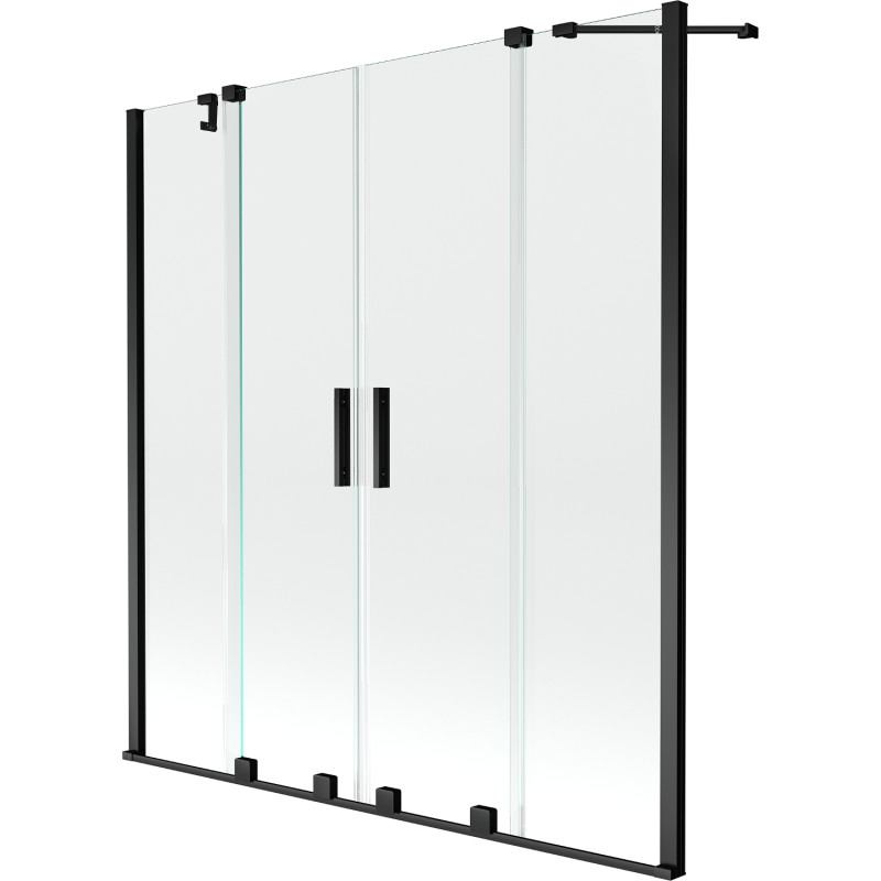 Mexen Velar Duo-Badewannenfaltwand, 2-teilig, verschiebbar 150 x 150 cm, transparent, schwarz - 896-150-000-02-70