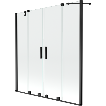 Mexen Velar Duo Badewannenfaltwand 2-flügelig verschiebbar 150 x 150 cm, transparent, schwarz - 896-150-000-02-70