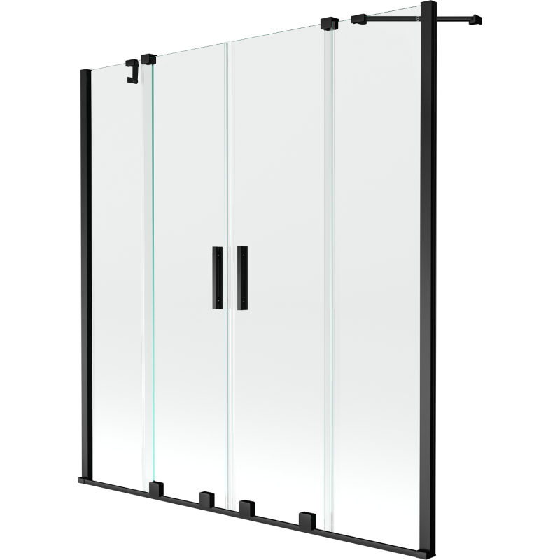 Mexen Velar Duo Badewannenfaltwand 2-flügelig, ausziehbar 160 x 150 cm, transparent, schwarz - 896-160-000-02-70