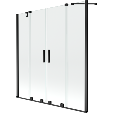 Mexen Velar Duo Badewannenfaltwand 2-flügelig, ausziehbar 160 x 150 cm, transparent, schwarz - 896-160-000-02-70