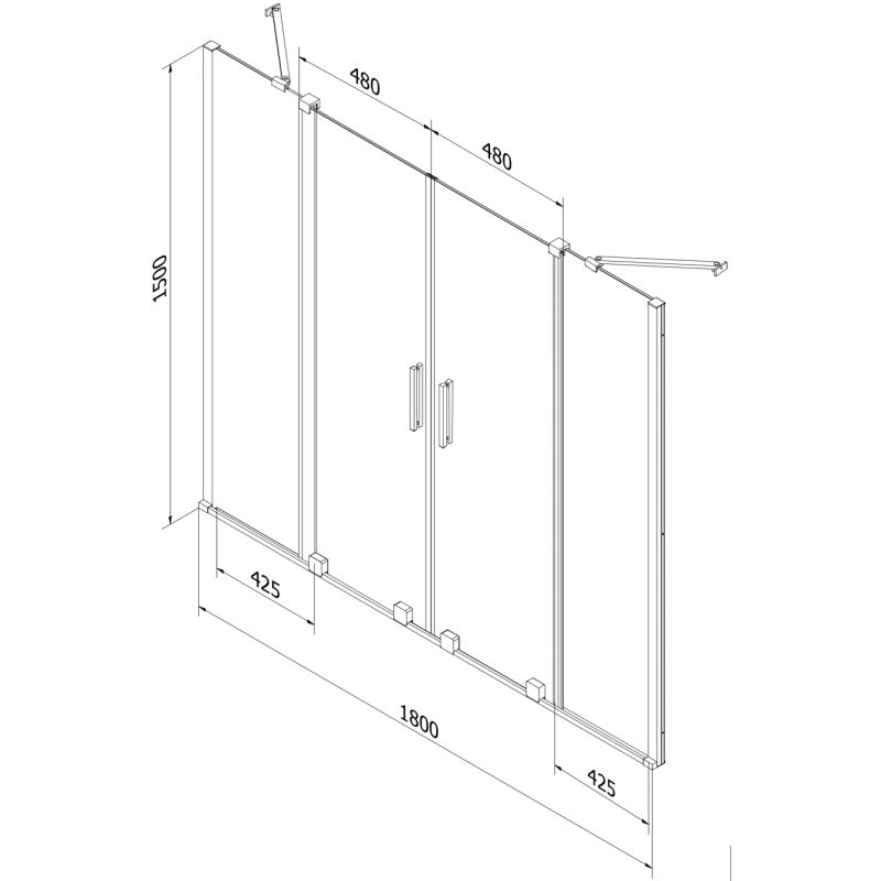 Mexen Velar Duo Zweiflügelige Duschabtrennung, verschiebbar 180 x 150 cm, transparent, Chrom - 896-180-000-02-01