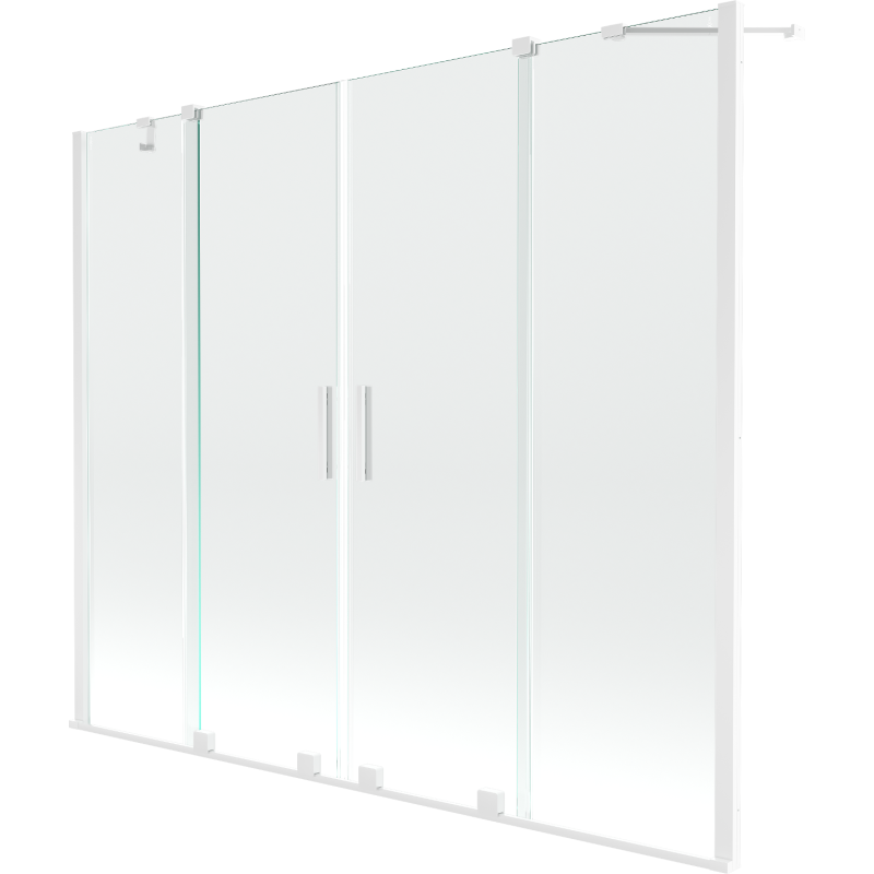 Mexen Velar Duo Badewannenabtrennung 2-flügelig verschiebbar 180 x 150 cm, transparent, weiß - 896-180-000-02-20