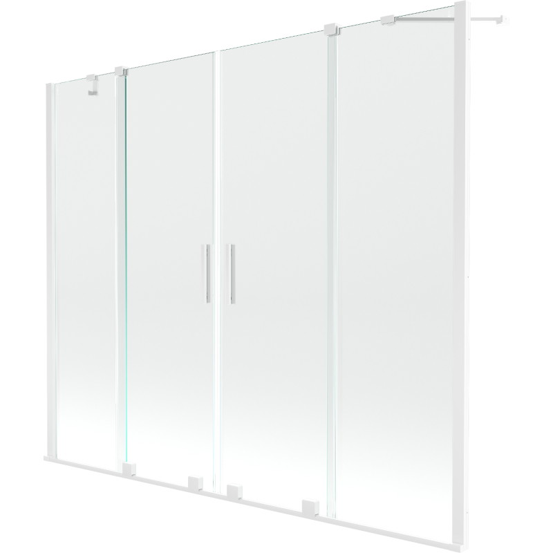 Mexen Velar Duo-Badewannenabtrennung, 2-flügelig, verschiebbar, 200 x 150 cm, transparent, weiß - 896-200-000-02-20