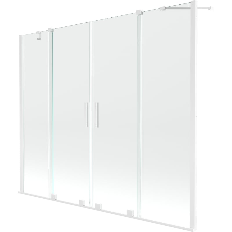 Mexen Velar Duo-Badewannenfaltwand 2-flügelig ausziehbar 200 x 150 cm, transparent, weiß - 896-200-000-02-20