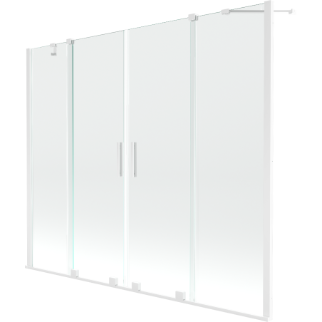 Mexen Velar Duo-Badewannenabtrennung, 2-flügelig, verschiebbar, 200 x 150 cm, transparent, weiß - 896-200-000-02-20