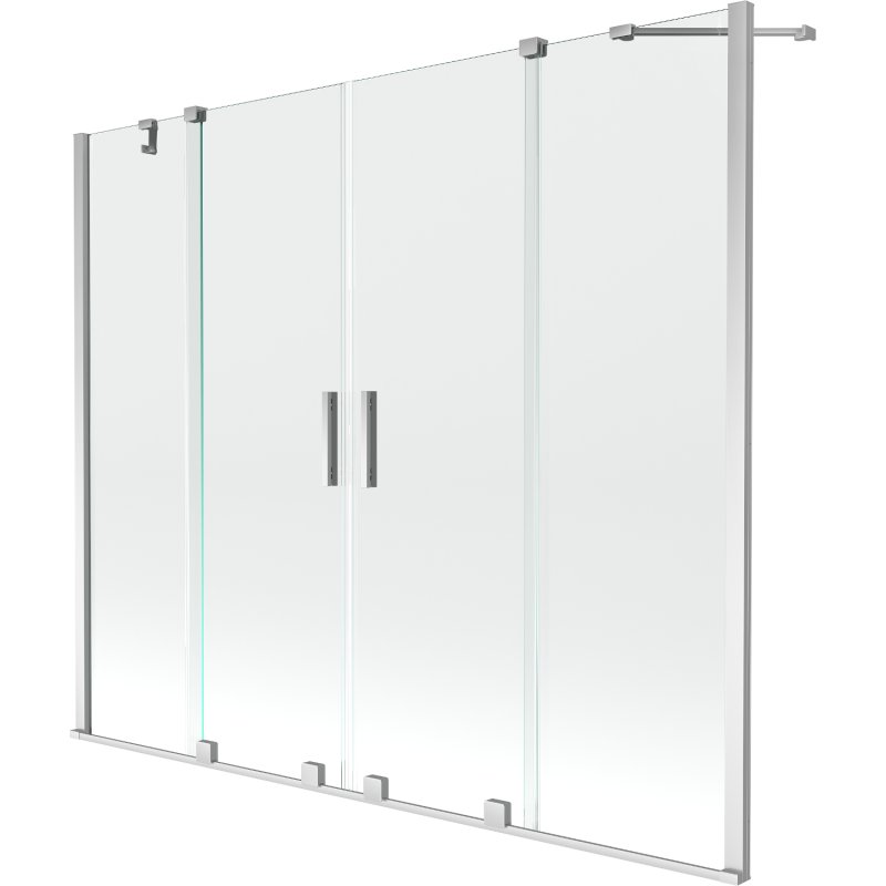 Mexen Velar Duo Badewannen-Falttür, 2-flügelig, verschiebbar, 170 x 150 cm, transparent, Chrom - 896-170-000-02-01