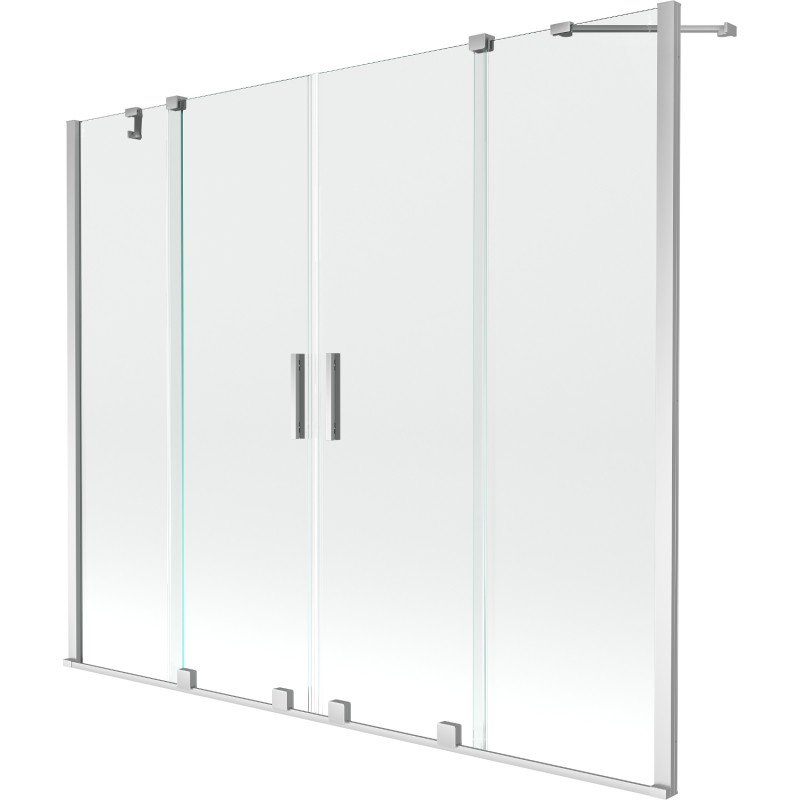 Mexen Velar Duo-Badewannenfaltwand, 2-flügelig, verschiebbar, 180 x 150 cm, transparent, Chrom - 896-180-000-02-01