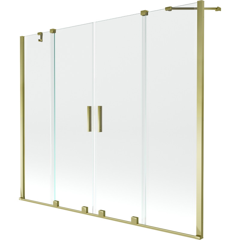 Mexen Velar Duo-Badewannenfaltwand, 2-flügelig, schiebbar, 180 x 150 cm, transparent, gold - 896-180-000-02-50