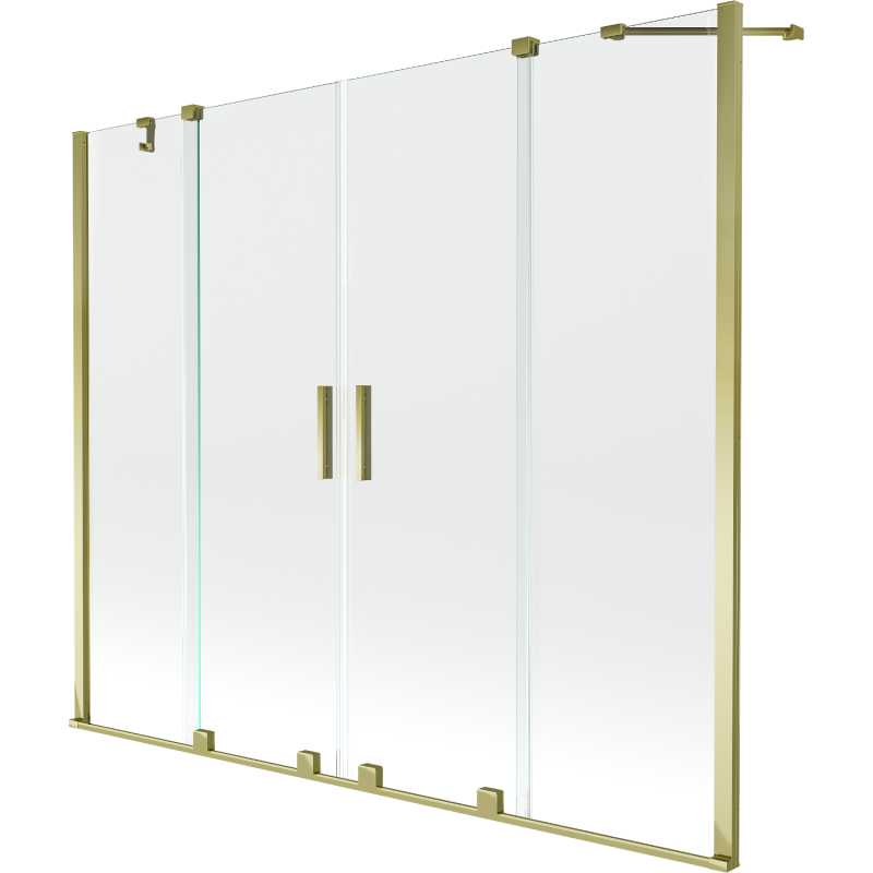 Mexen Velar Duo Badewannenfaltwand 2-flügelig, verschiebbar, 200 x 150 cm, transparent, gold - 896-200-000-02-50