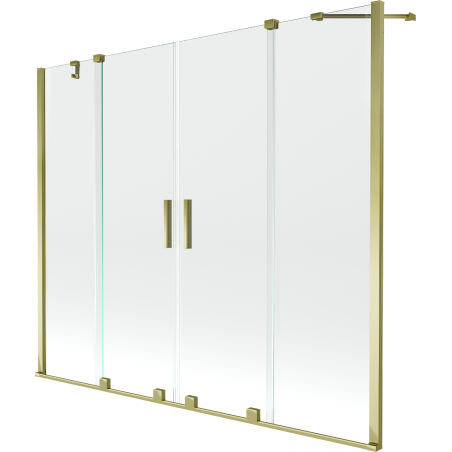 Mexen Velar Duo Badewannenfaltwand 2-flügelig, verschiebbar, 200 x 150 cm, transparent, gold - 896-200-000-02-50