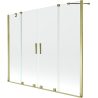 Mexen Velar Duo Badewannenabtrennung 2-flügelig, verschiebbar 200 x 150 cm, transparent, gold - 896-200-000-02-50