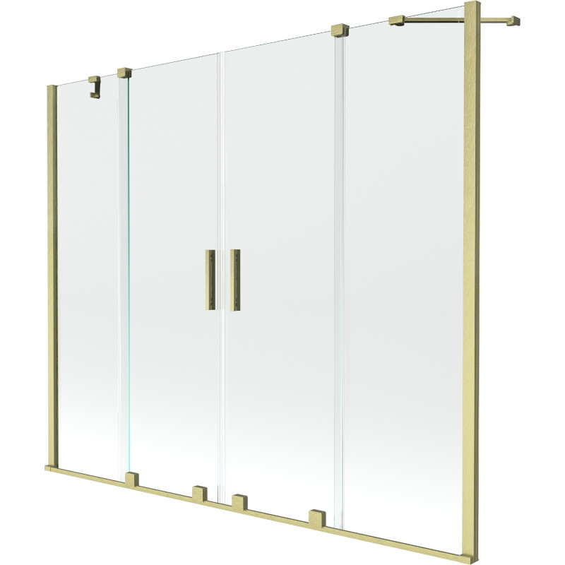 Mexen Velar Duo Duschwand für Badewanne, 2-flügelig, verschiebbar 170 x 150 cm, transparent, gold gebürstet