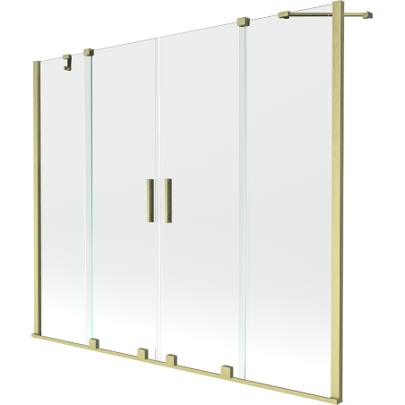Mexen Velar Duo Badewannen-Faltwand 2-flügelig verschiebbar 170 x 150 cm, transparent, gebürstetes Gold - 896-170-000-02-55